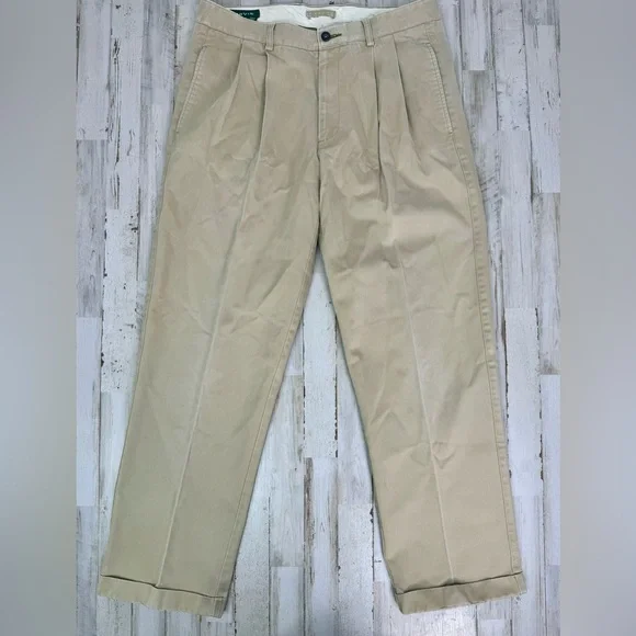 Orvis Pants Mens 34x29.5 Pleated Golf Straight Leg Casual Tan - Picture 4 of 11